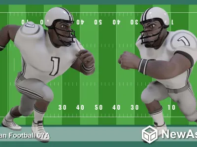 American Football Touchdown Character 07A Low-poly 3D model