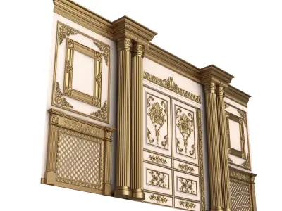 Boiserie Classic Wall with Mouldings 012 White Low-poly 3D model