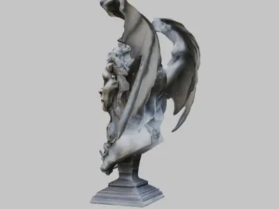 Marble Gargoyle Heads Bust Low-poly 3D model