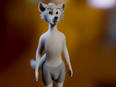 Victor Anthro Wolf Low-poly 3D model