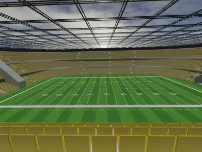 American Football Stadium - Yellow Low-poly 3D model