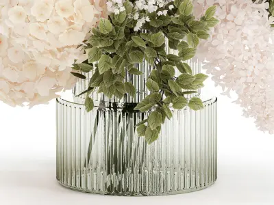 Small Bouquet In Vase Hydrangea Chrysanthem Lilac 579 3D model