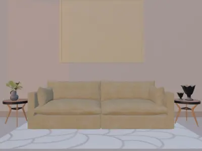 Minimalist Beige Living Room Interior 3D model