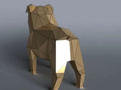 bulldog lowpoly 3D print model polygonal dog Low-poly 3D model