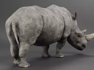 -White Rhinoceros Rigged- 3D model