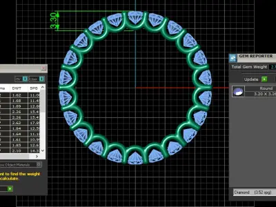 U Shaped Eternity Ring 3 point 2 mm stone size swiss 20 and EU60 3D print model