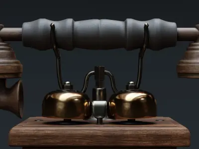 Vintage Wooden Telephone 3D model