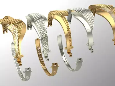 15 layout bracelets with facet on the top 5top and 3 bottem 3D print model