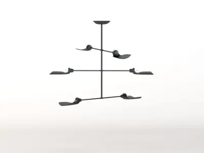 Fin Pendant Chandelier with Bulb 3D model