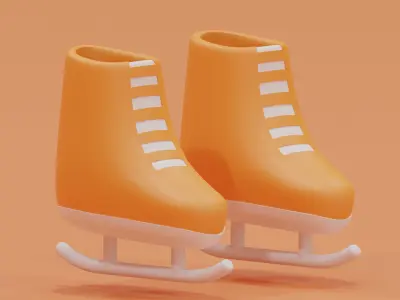 Cartoon Ice Skates Icon 3D model