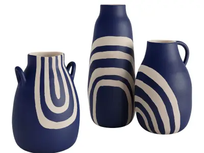 Keshi Vases Set Of 3 3D model