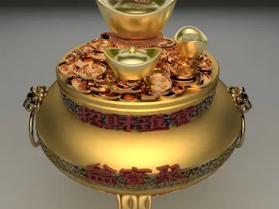 Chinese gold Ingot treasure bowel   3D model