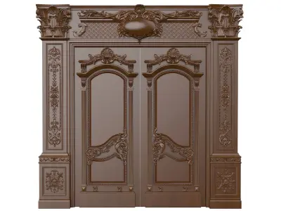 Royal style gold plated classic door A 3D model