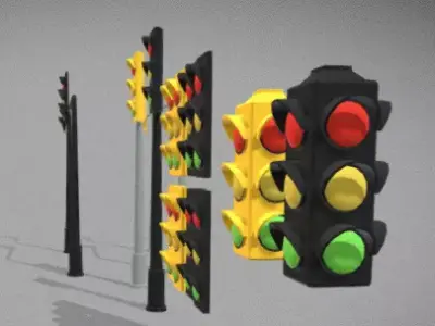simple low poly street trafic lights Low-poly 3D model