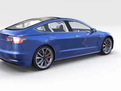 Tesla Model 3 and Model S with interior and chassis Pack 3D model