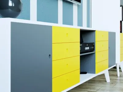 Scandinavian Style Wood Colored TV Unit 3D model