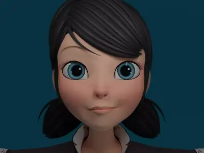 Cartoon Girl Low-poly 3D model