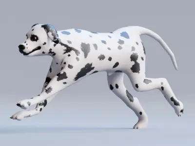 Low poly - Stylized dog - Dalmatian Low-poly 3D model