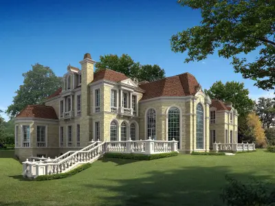 3D model of 2022 luxury fashion villa exterior 45 3D model