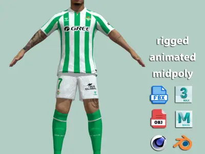 T-Pose Rigged Antony Real Betis 3D model