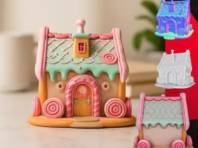 Fairytale Second Gingerbread Candy House 3D Model 3D print model