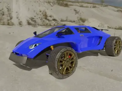 Car 4x4 riged  Low-poly 3D model