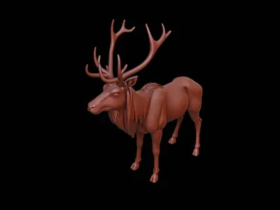 Elk Animal Sculpture 3D print model get