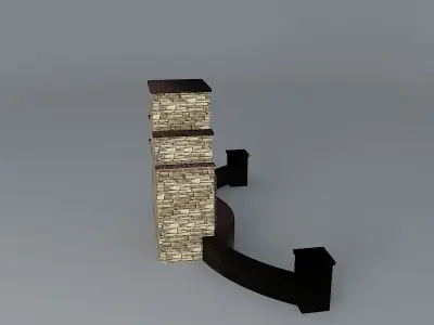 Fireplace with seat wall Free 3D model