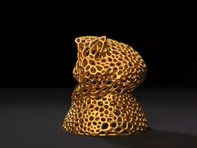Cat hooded Voronoi 3D print model
