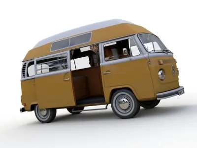 VOLKSWAGEN T2 HIGHT TOP SAFARE CAMPER 1974 3D model