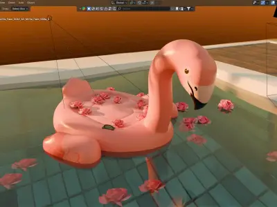 Inflatable Flamingo Pool Float 3D model 3D model