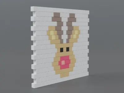 Low Poly Cartoon Rudolph Brick Wall Low-poly 3D model