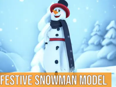 Festive Snowman model pack Low-poly 3D model