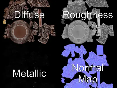 Ornate Candleholder D Model Pack Low-poly 3D model