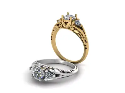 Solitaire Ring A52 3D print model