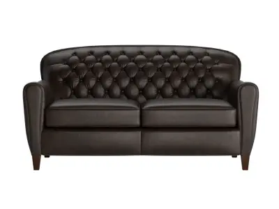 Edmund Tufted Leather Loveseat Sofa 3D model