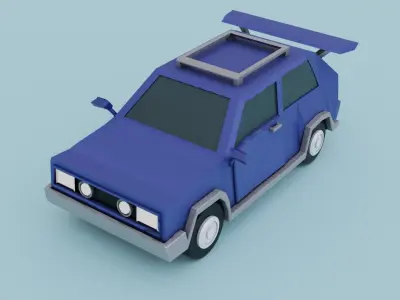 Panda low-poly origami car Low-poly 3D model