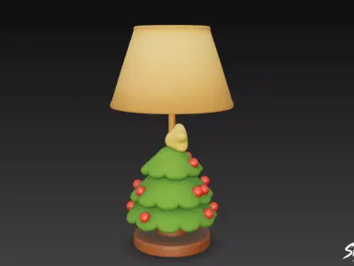 Christmas Tree Table Lamp Low-poly 3D model