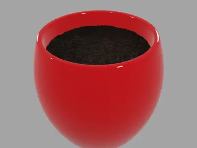 Ficus plant in a red vase with potting 3D model