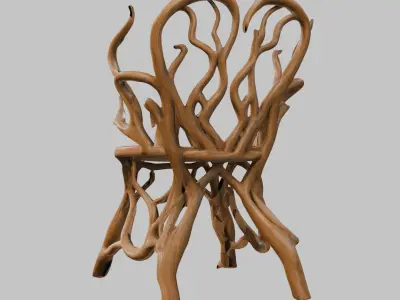 Stylized Root Chair 3D Model Low-poly 3D model