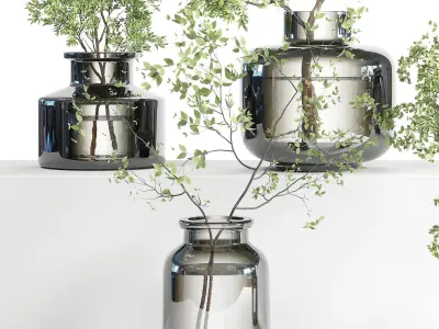 collection Plants Bouquet Indoor glass vase 08 3D model