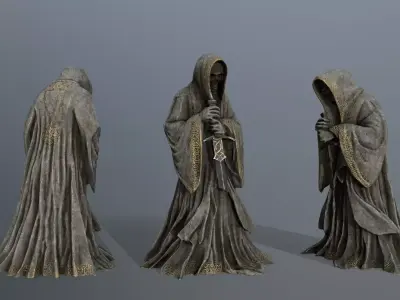 Dark statue Low-poly 3D model