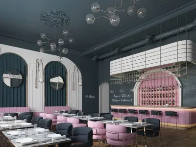 Luxury Glam Restaurant 3D model