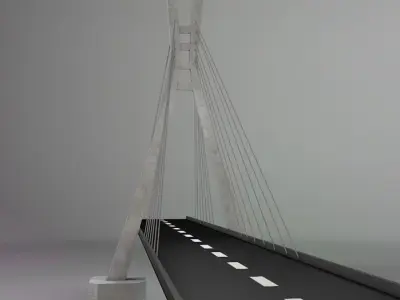 Suspension bridge Low poly  Low-poly 3D model