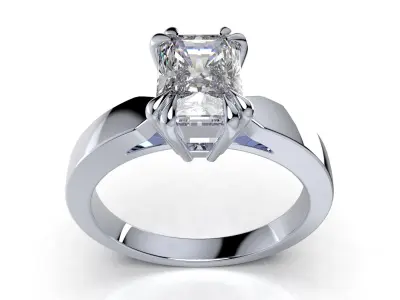 Diamond Radiant Shape Engagement Ring MEDIA Design-CC118 3D model