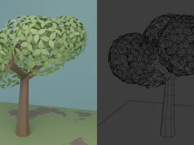 Vegetation pack Low-poly 3D model
