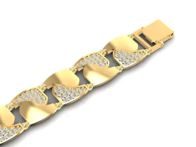 Luxury Cuban Link Diamond Bracelet for Men 1345 3D print model
