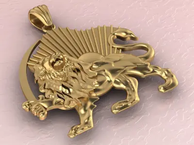lion and sun pendant 3D print model
