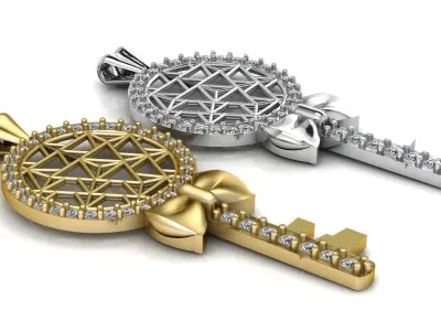 Luxury Diamond Key Pendant 3d Printable Model 3D print model