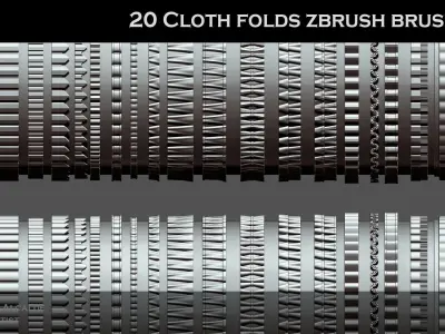 20 CLOTH Folds IMM ZBRUSH Brushes Blender Low-poly 3D model